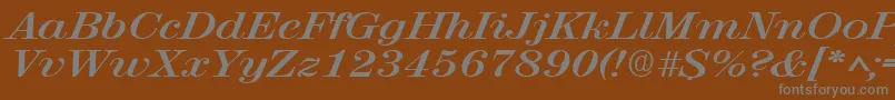 フォントRubyscriptbroadBold – 茶色の背景に灰色の文字