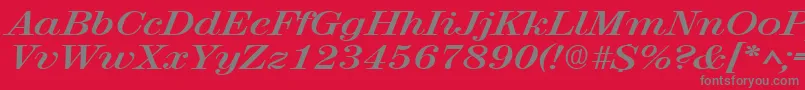 フォントRubyscriptbroadBold – 赤い背景に灰色の文字