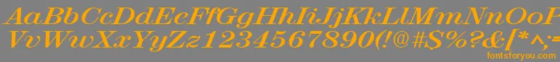 RubyscriptbroadBold-Schriftart – Orangefarbene Schriften auf grauem Hintergrund