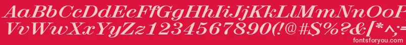 Fonte RubyscriptbroadBold – fontes rosa em um fundo vermelho