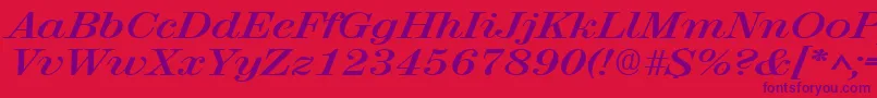 Fonte RubyscriptbroadBold – fontes roxas em um fundo vermelho