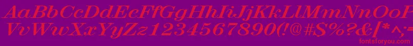 Czcionka RubyscriptbroadBold – czerwone czcionki na fioletowym tle