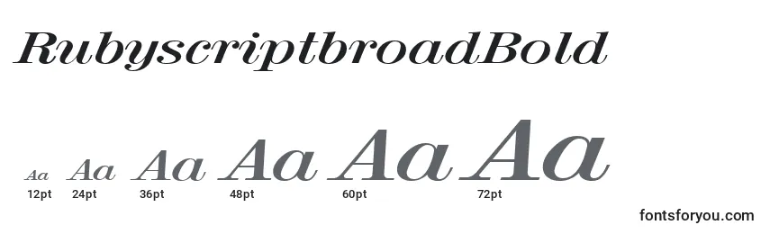 RubyscriptbroadBold Font Sizes