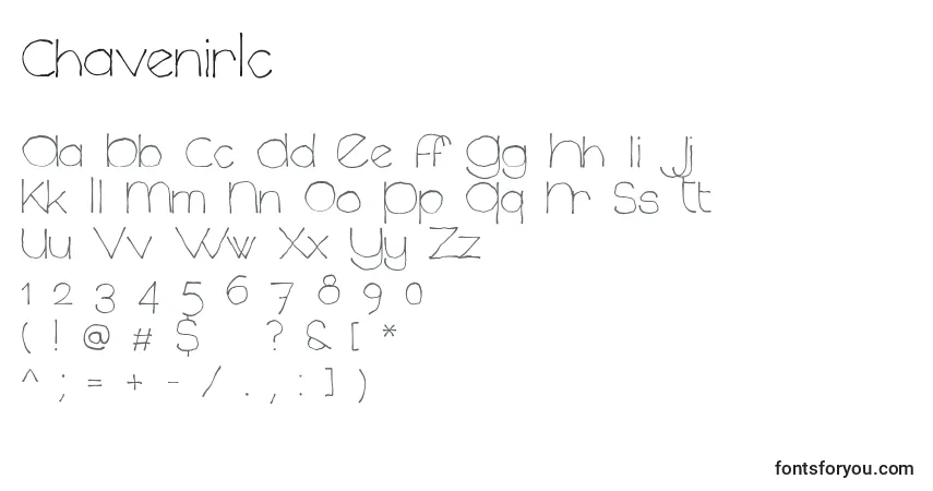 Czcionka ChavenirLc – alfabet, cyfry, specjalne znaki