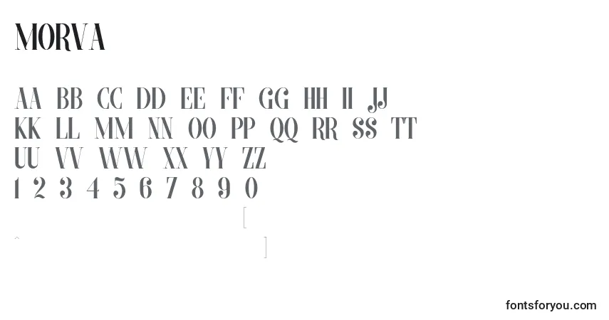 Schriftart Morva – Alphabet, Zahlen, spezielle Symbole