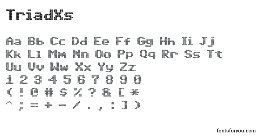 characters of triadxs font, letter of triadxs font, alphabet of  triadxs font