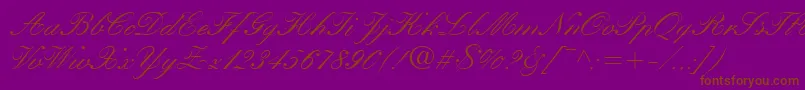 HeatherScriptOne-Schriftart – Braune Schriften auf violettem Hintergrund