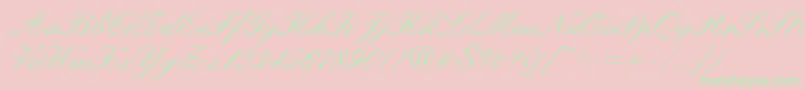 HeatherScriptOne-Schriftart – Grüne Schriften auf rosa Hintergrund