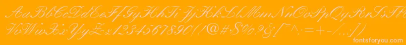 HeatherScriptOne-Schriftart – Rosa Schriften auf orangefarbenem Hintergrund