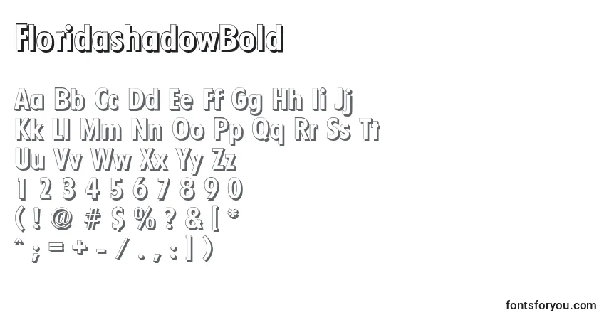 Шрифт FloridashadowBold – алфавит, цифры, специальные символы