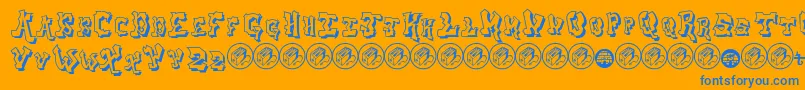 AerosolMenaceShadow-fontti – siniset fontit oranssilla taustalla