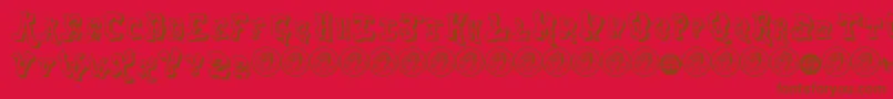 AerosolMenaceShadow-Schriftart – Braune Schriften auf rotem Hintergrund