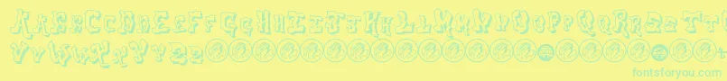 Czcionka AerosolMenaceShadow – zielone czcionki na żółtym tle