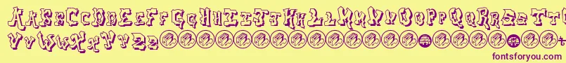 AerosolMenaceShadow Font – Purple Fonts on Yellow Background