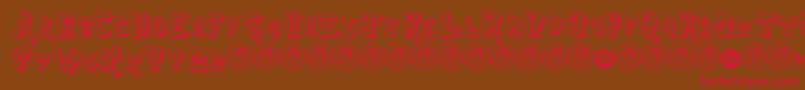 AerosolMenaceShadow-Schriftart – Rote Schriften auf braunem Hintergrund