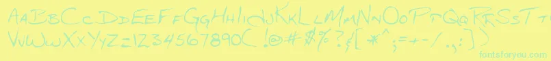 Lehn048-fontti – vihreät fontit keltaisella taustalla