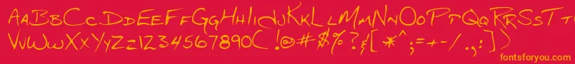 Fonte Lehn048 – fontes laranjas em um fundo vermelho