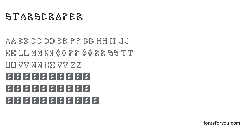 A fonte Starscraper – alfabeto, números, caracteres especiais