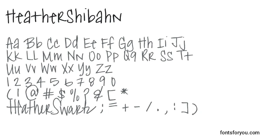 A fonte HeatherShibahn – alfabeto, números, caracteres especiais