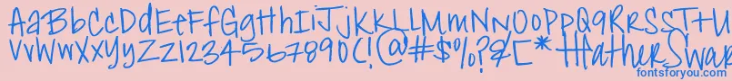 Fonte HeatherShibahn – fontes azuis em um fundo rosa