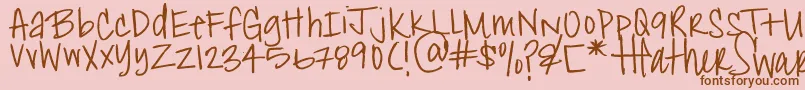 フォントHeatherShibahn – ピンクの背景に茶色のフォント