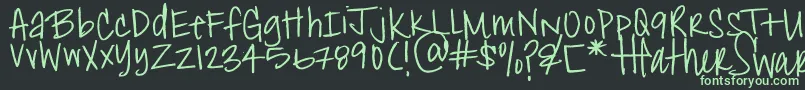 HeatherShibahn-fontti – vihreät fontit mustalla taustalla