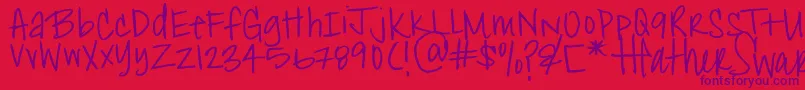Czcionka HeatherShibahn – fioletowe czcionki na czerwonym tle