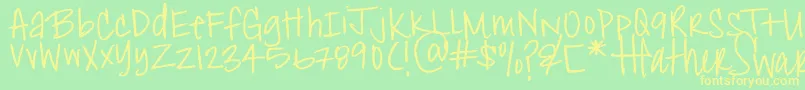 HeatherShibahn Font – Yellow Fonts on Green Background