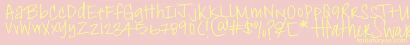 HeatherShibahn Font – Yellow Fonts on Pink Background