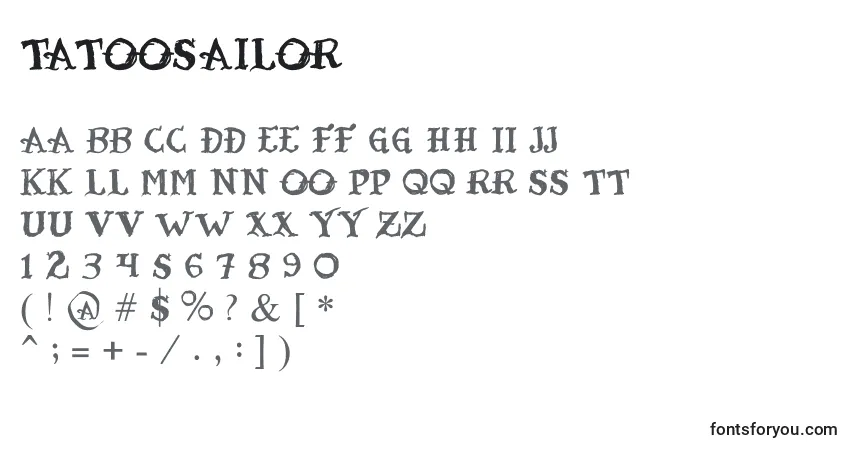 A fonte TatooSailor – alfabeto, números, caracteres especiais