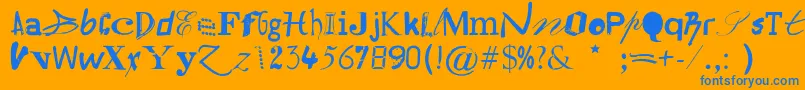 Hildesheima Font – Blue Fonts on Orange Background