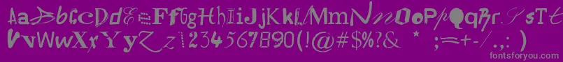 Hildesheima-fontti – harmaat kirjasimet violetilla taustalla