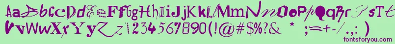 Hildesheima Font – Purple Fonts on Green Background