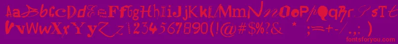 Hildesheima-fontti – punaiset fontit violetilla taustalla