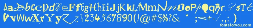 Hildesheima Font – Yellow Fonts on Blue Background