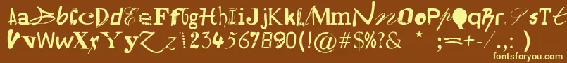 Hildesheima-fontti – keltaiset fontit ruskealla taustalla