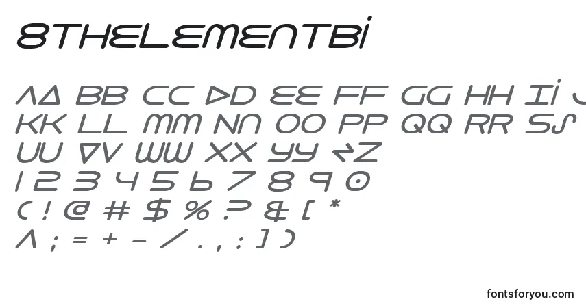 Schriftart 8thelementbi – Alphabet, Zahlen, spezielle Symbole