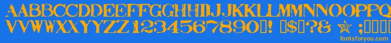 Stamp ffy Font – Orange Fonts on Blue Background