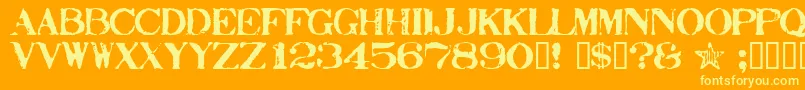 Stamp ffy-Schriftart – Gelbe Schriften auf orangefarbenem Hintergrund