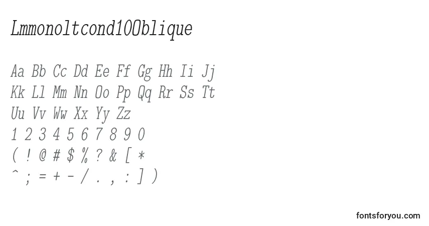 Czcionka Lmmonoltcond10Oblique – alfabet, cyfry, specjalne znaki