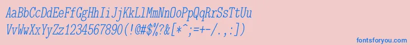 Шрифт Lmmonoltcond10Oblique – синие шрифты на розовом фоне