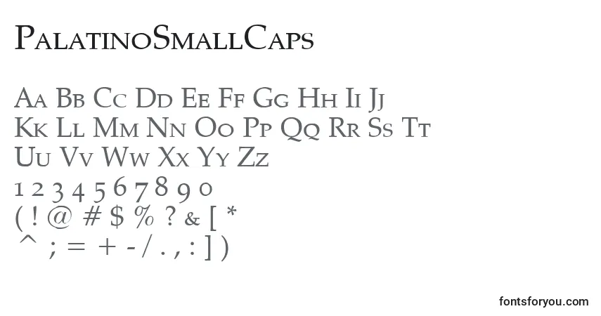 A fonte PalatinoSmallCaps – alfabeto, números, caracteres especiais