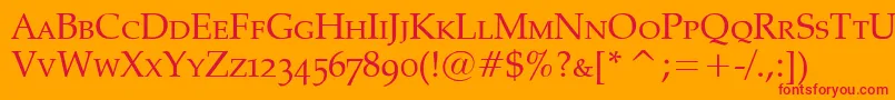 PalatinoSmallCaps Font – Red Fonts on Orange Background