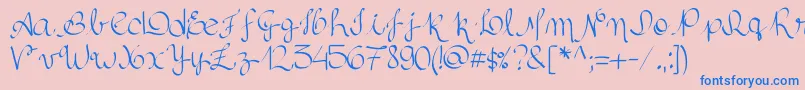 Silvascript Font – Blue Fonts on Pink Background