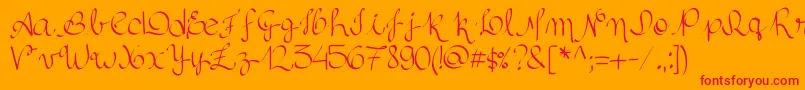 Silvascript Font – Red Fonts on Orange Background