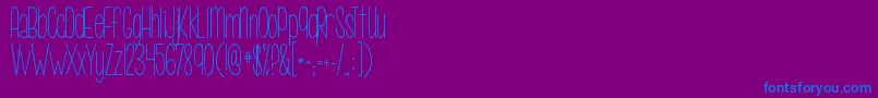 Więcej informacji o czcionce KgcallmemaybeSkinny Czcionka KgcallmemaybeSkinny – niebieskie czcionki na fioletowym tle