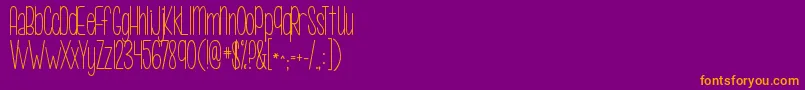 Fonte KgcallmemaybeSkinny – fontes laranjas em um fundo violeta