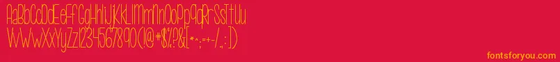 KgcallmemaybeSkinny-Schriftart – Orangefarbene Schriften auf rotem Hintergrund