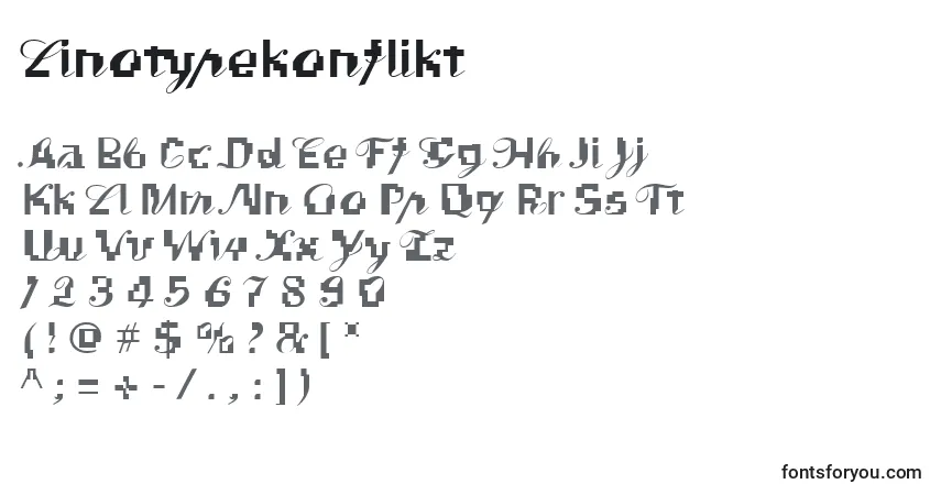 A fonte Linotypekonflikt – alfabeto, números, caracteres especiais