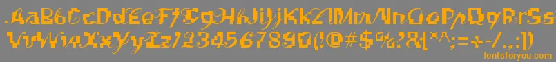 フォントLinotypekonflikt – オレンジの文字は灰色の背景にあります。